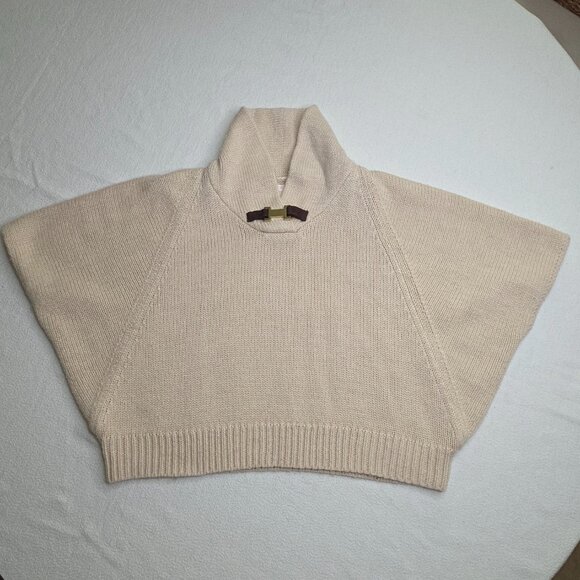 Janie and Jack Girls Size 4 English Rider Sweater Poncho Ivory Tan Equestrian - Picture 4 of 8